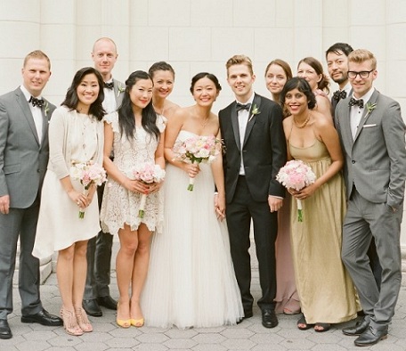 Bridesmaids wearing hot sale white tradition